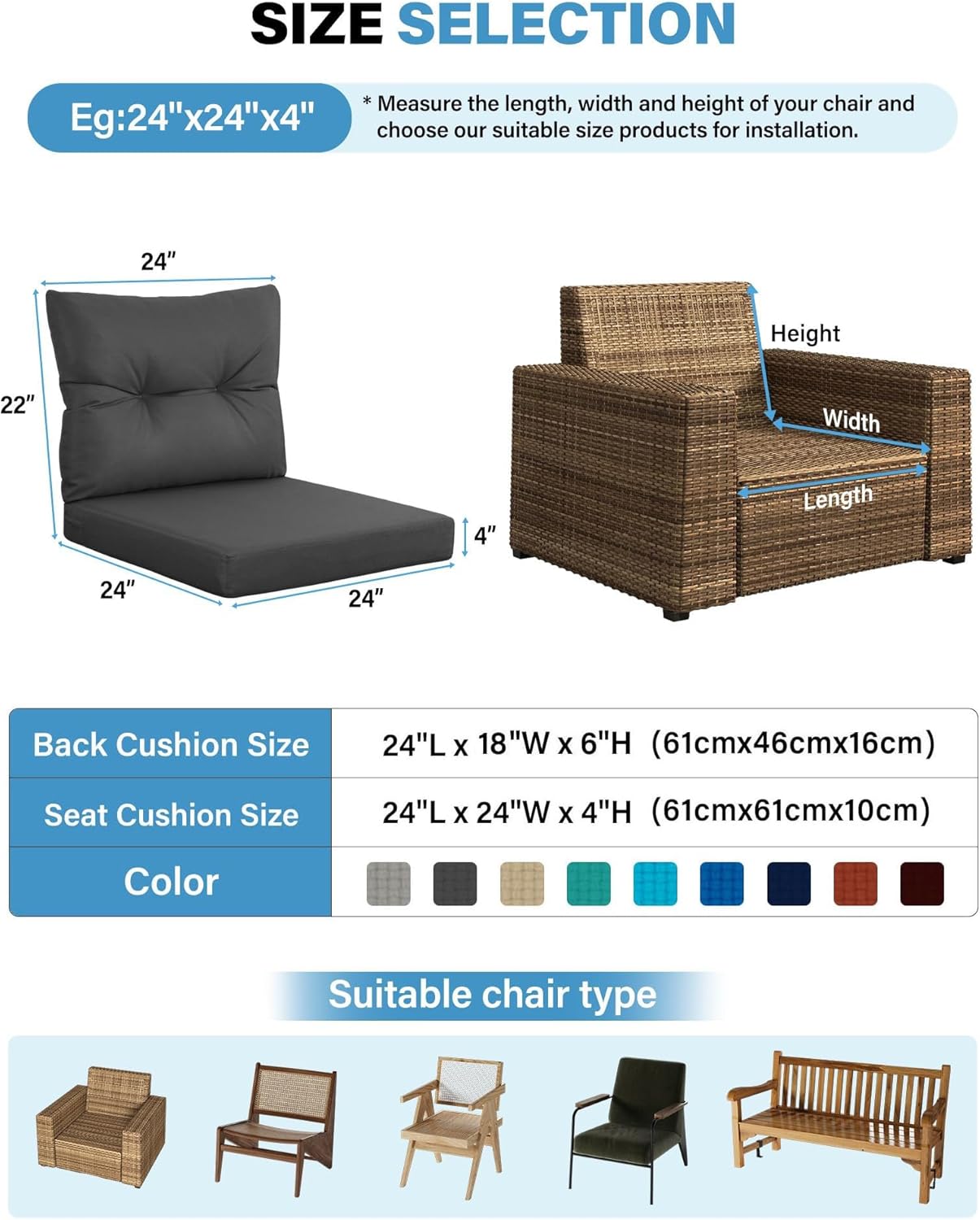 Set di 4 cuscini per mobili da - Outdoor Furniture Cushions 24 X 24 recensione e prezzo