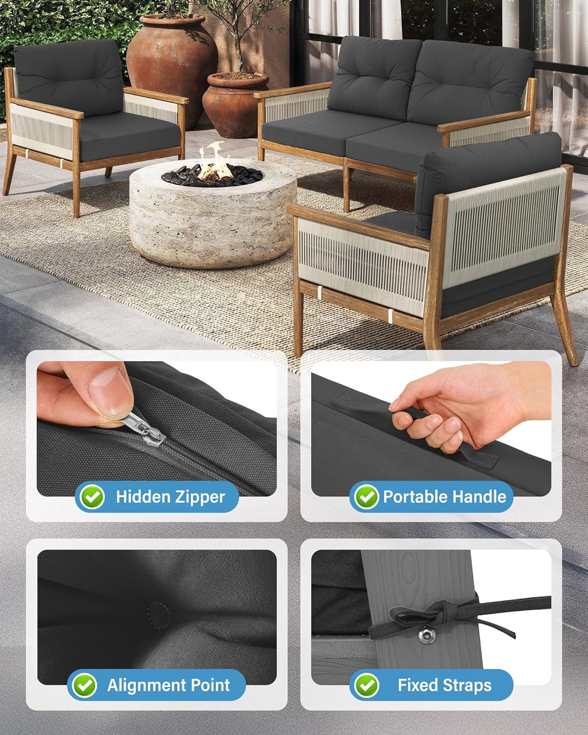 Set di 4 cuscini per mobili da - Outdoor Furniture Cushions 24 X 24 recensione e prezzo