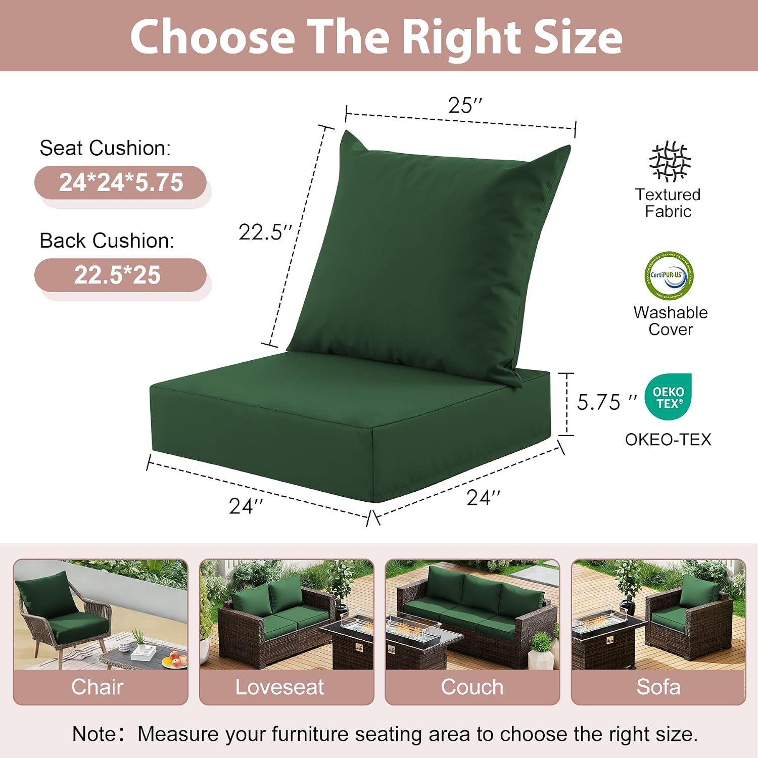 Set di Cuscini per Sedute Prof - Outdoor Furniture Cushions 24 X 24 recensione e prezzo