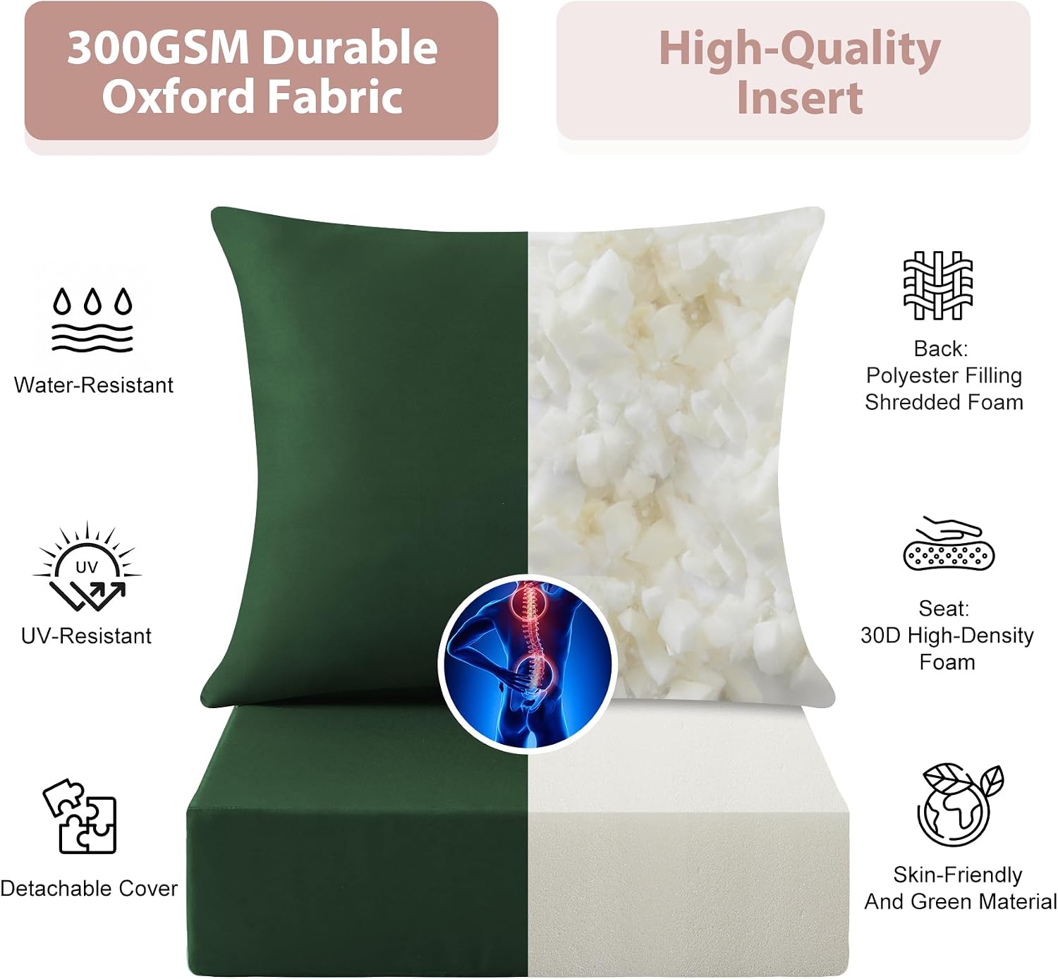 Set di Cuscini per Sedute Prof - Outdoor Furniture Cushions 24 X 24 recensione e prezzo