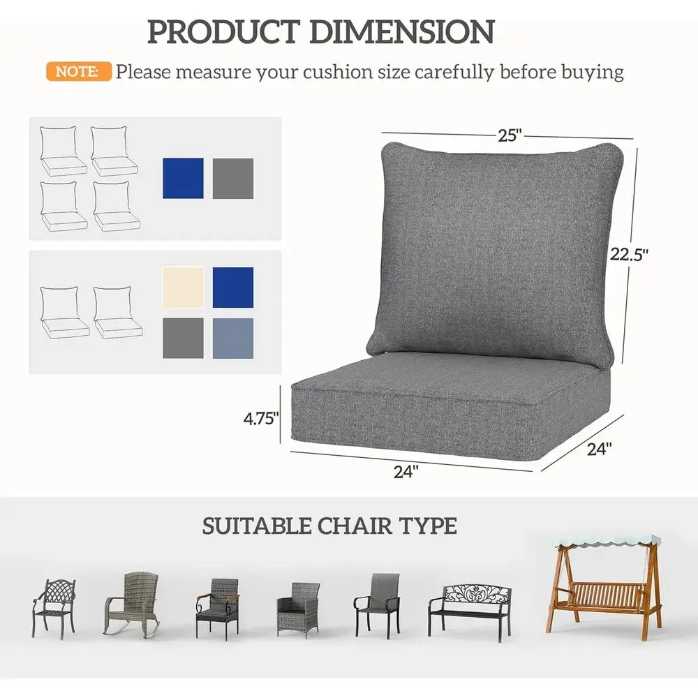 Set di 2 Cuscini per Sedie da  - Outdoor Furniture Cushions 24 X 24 recensione e prezzo
